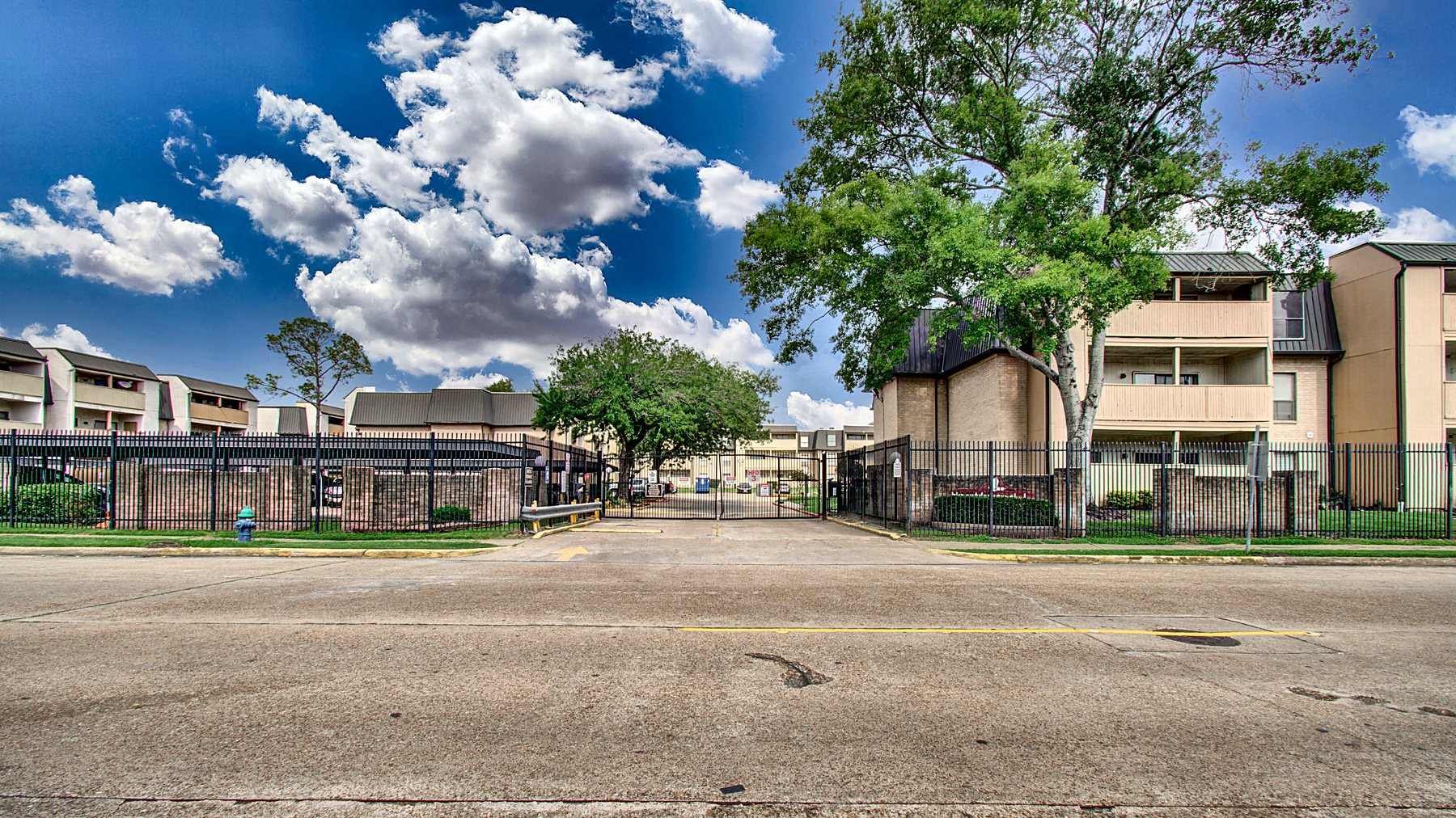 Gated entrance to the community from Hearth Drive